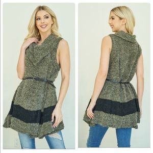 Ryu Sleeveless Long Top W/Belt!  Cowl neck.  Sz Small